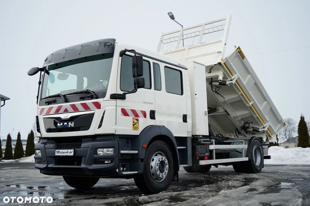 MAN TGM 18.340 / 4X2 / 3 STRONNA WYWROTKA / HYDROBURTA / BRYGADÓWKA 7 MIEJSC / BORDMATIC - 1