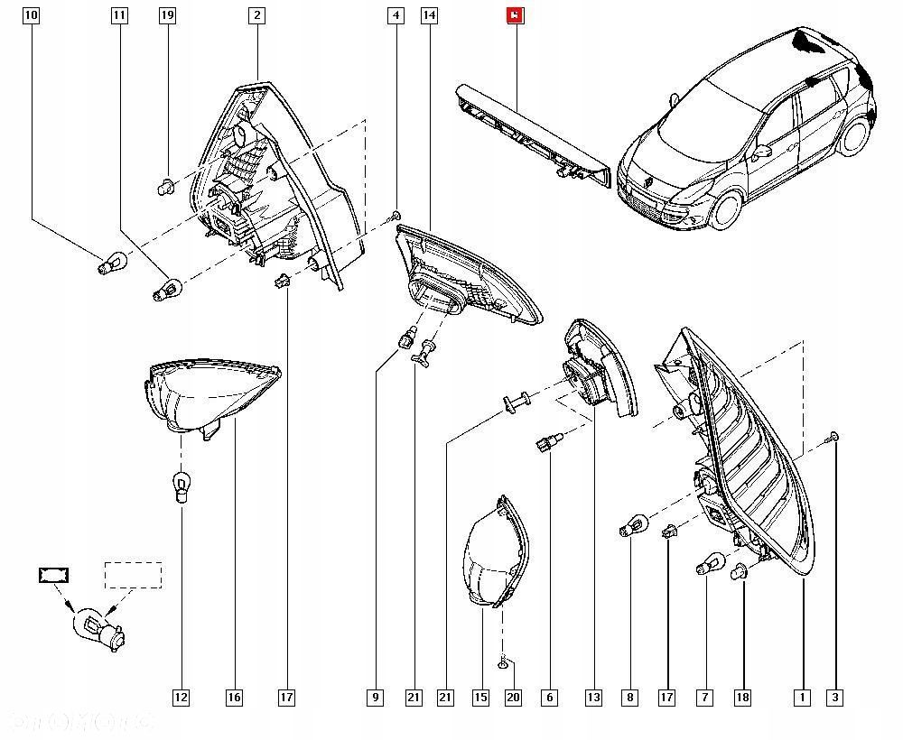 ŚWIATŁO STOP STOPU RENAULT SCENIC III 265900024R - 8