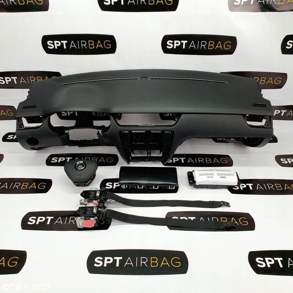 SKODA OCTAVIA III 3 5E0 DESKA ROZDZIELCZA KONSOLA KOKPIT PULPIT PODUSZKI AIRBAG AIR BAG PASY KIT SET - 1