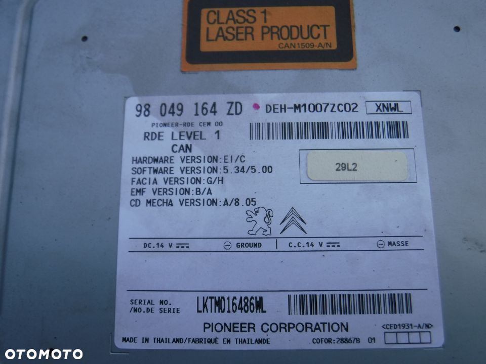 Peugeot 301 208  C-ELYSEE  radio 98049164ZD - 2