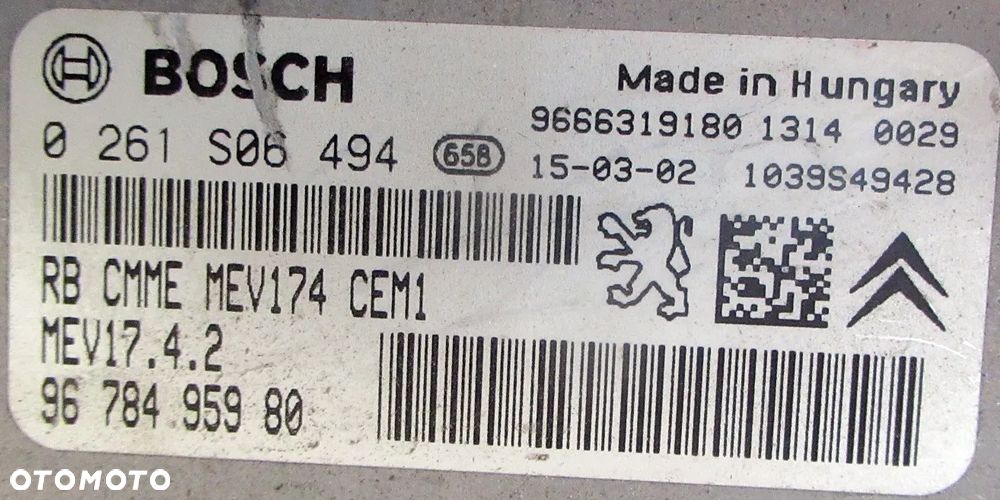 CITROEN C3 PICASSO 1.4 VTI STEROWNIK KOMPUTER SILNIKA 9678495980 P2008 - 3