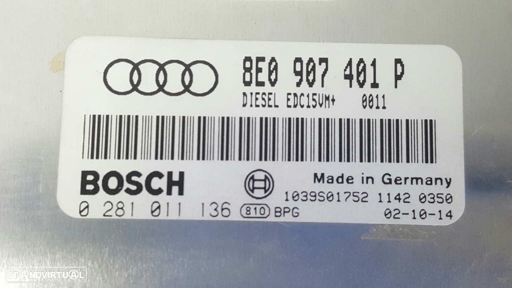 CENTRALINA DO MOTOR UCE AUDI A6 BERLINA (4B2) 2.5 TDI - 2