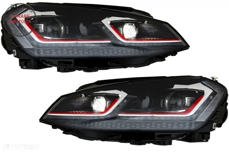 RHD Faruri LED cu Grila VW Golf 7 VII (2013-2017) R Design Rosu- livrare gratuita - 12