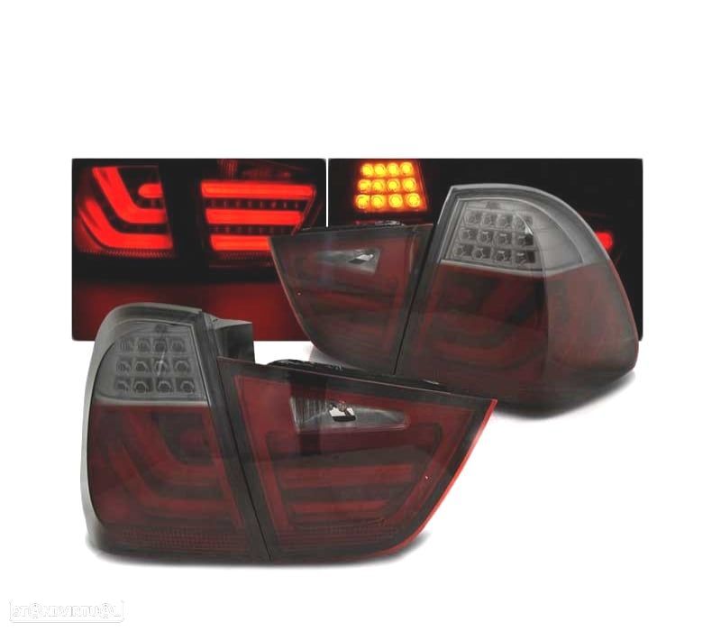 FAROLINS TRASEIROS LED PARA BMW E91 09-11 RED SMOKED VERMELHO FUMADO ESCURECIDO - 1