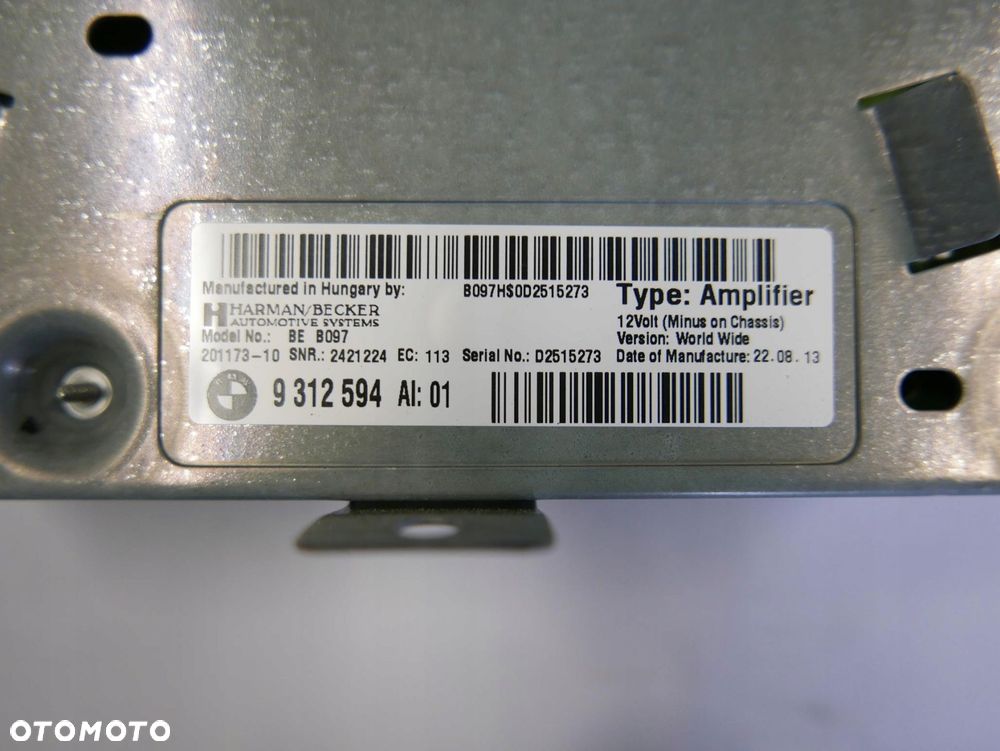 bmw f12 wzmacniacz hi-fi amplifier harman 9312594 - 2