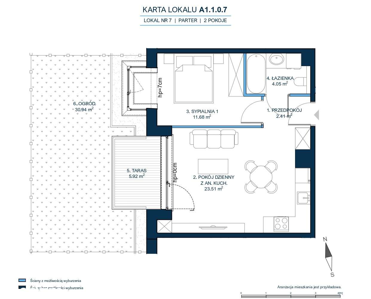 2-pokojowe mieszkanie z ogródkiem | 41,65 m² | Ekspozycja zachodnia