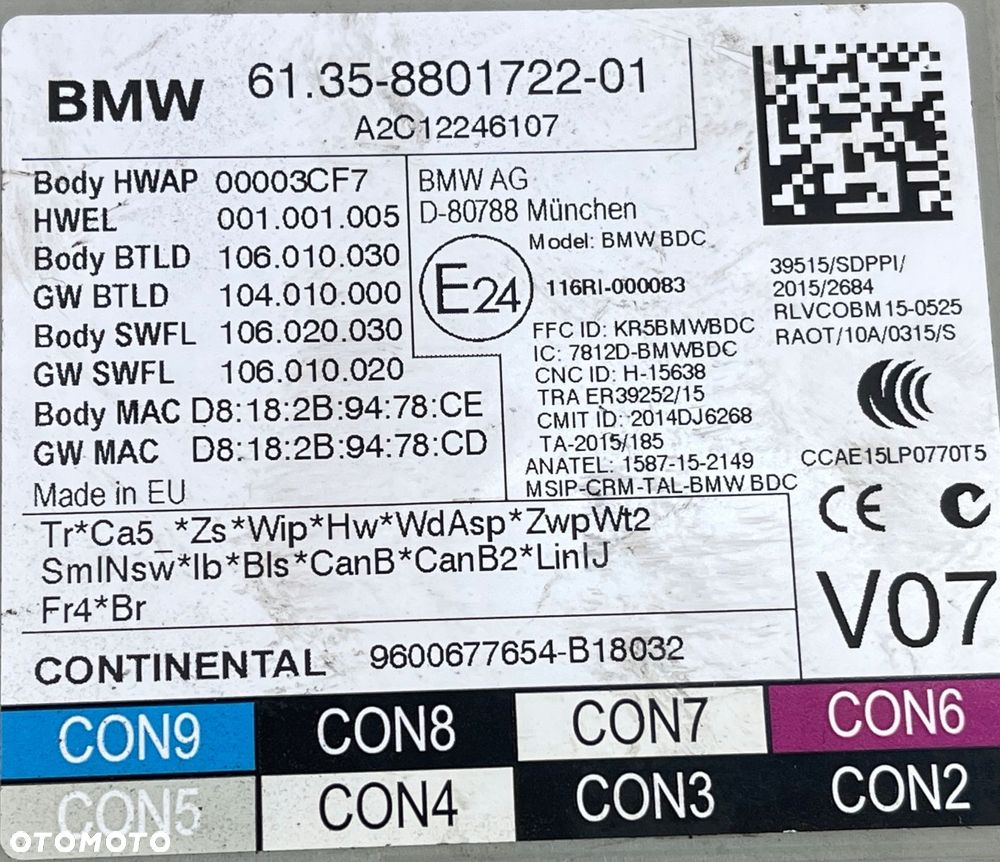 M60 MODUŁ STEROWNIK BDC FEM BMW X1 F48 8801722 - 10