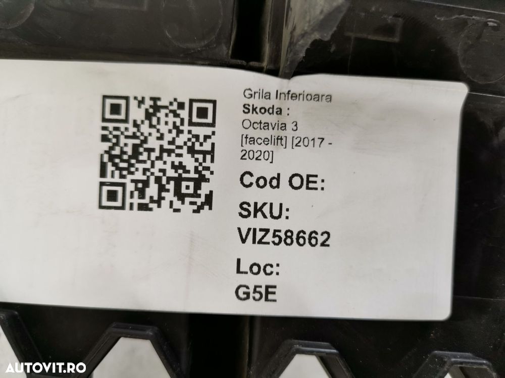 Grila Inferioara Skoda Octavia 3 [facelift] 2017 2018 2019 2020 Origin - 8