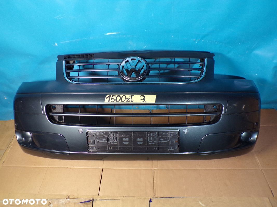 VW T5 MULTIVAN CARAVELLE zderzak przedni PDC przód KOMPLETNY SZARY - 1