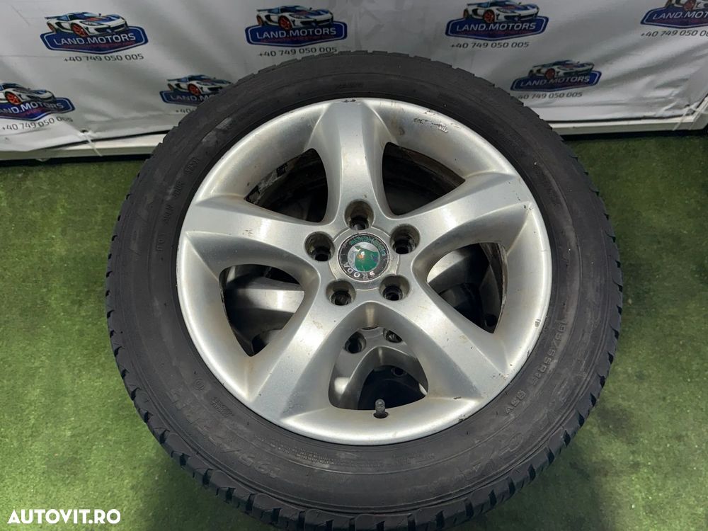 JANTE SKODA R15 / 5x100 / FABIA AMBIENTE II FAB / 195/55 R15 85V / 6JX15 ET43 / 5J0601025A+ CAUCIUCURI (X4) - 1