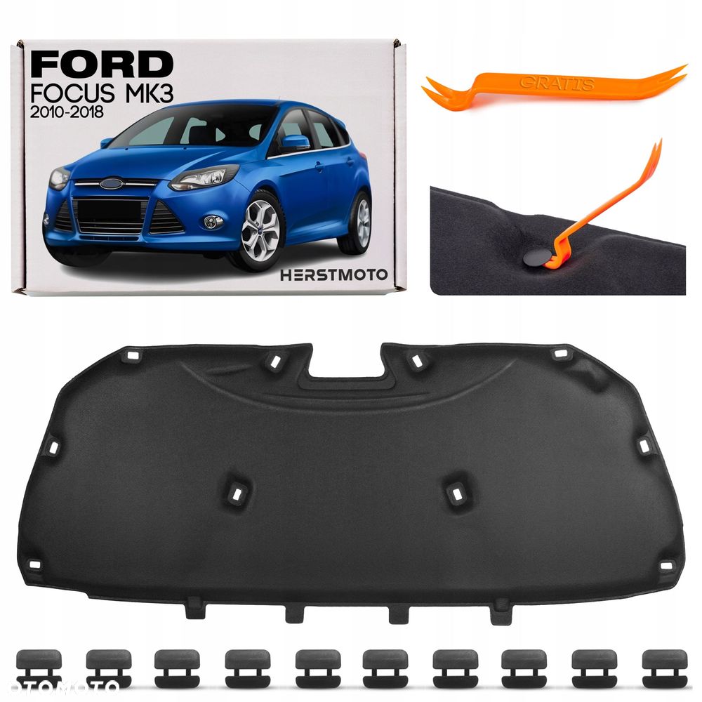 ford focus mk3 iii hb 2010-2018 wygłuszenie maski bm5z16738g + spinki - 1