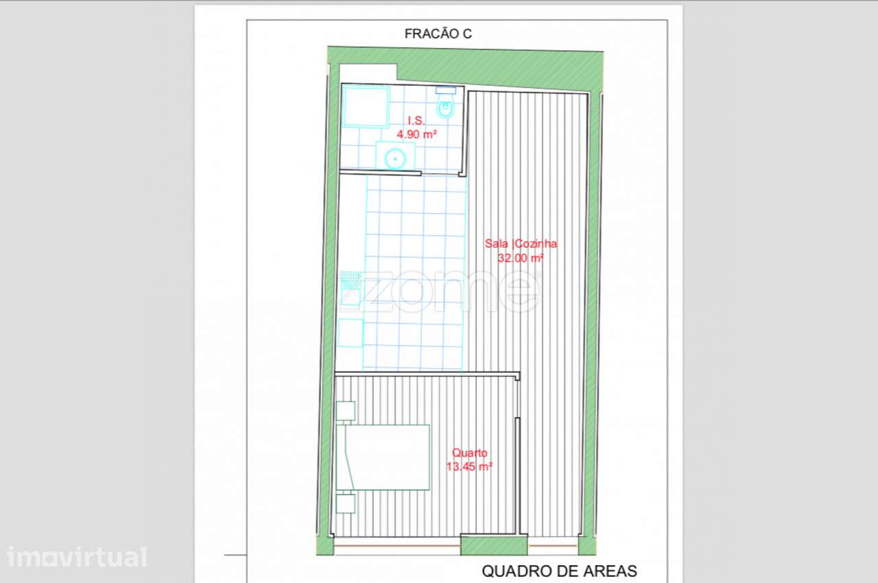 Apartamento novo T1 com 62m2 situado em Oliveira do Douro, V.N. Gaia. - Grande imagem: 2/24