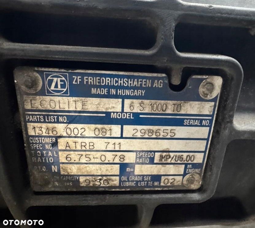 KOMPLETNA SKRZYNIA BIEGÓW DAF LF EURO 6 ZF ECOLITE 6 S 1000 T0 - 6