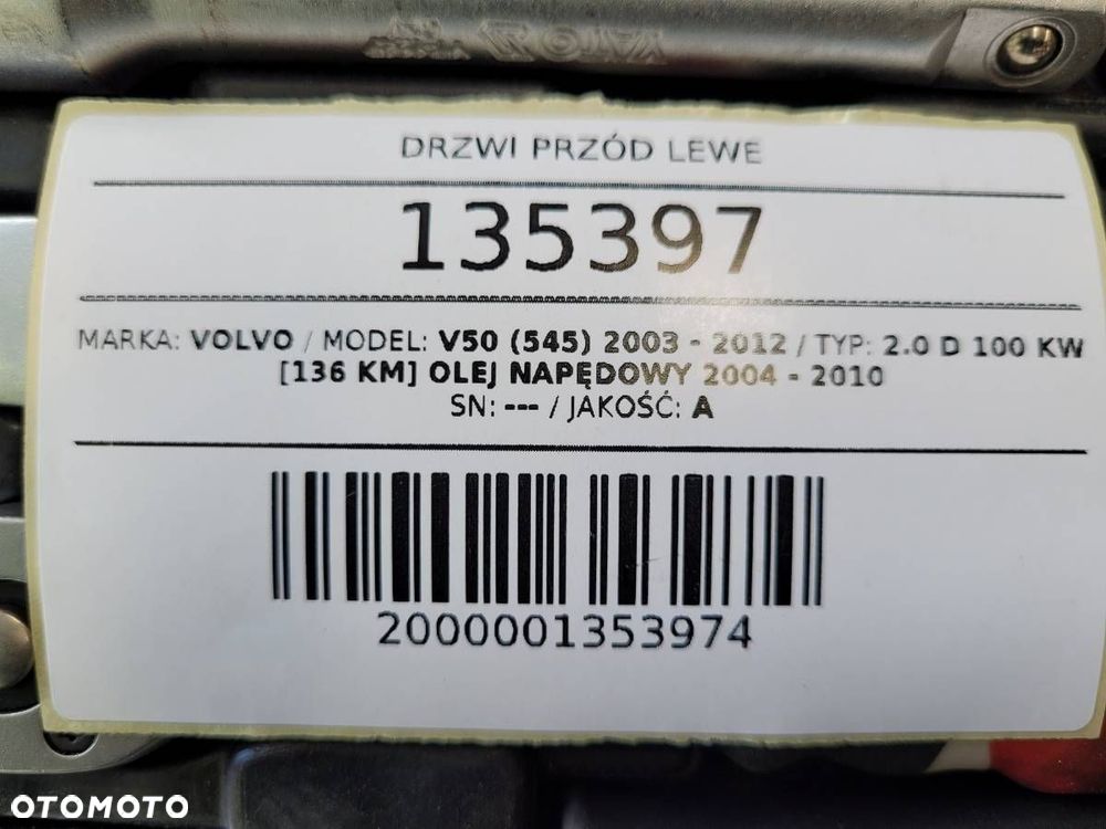 DRZWI PRZÓD LEWE VOLVO V50 545 II  KOMPLETNE KOD 490 - 13