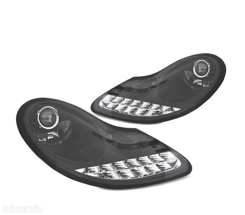 FARÓIS OPTICAS PORSCHE BOXSTER 986 CARRERA 911 996 96-04 LUZ DIURNA LED PRETO - 5