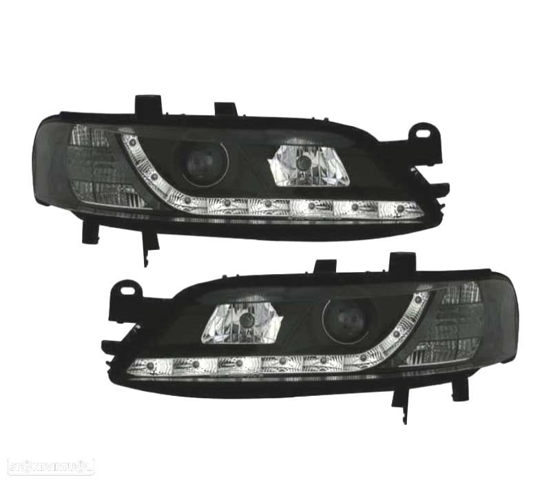 FARÓIS FRONTAIS LUZ DIURNA LED PARA OPEL VECTRA B 95-98 FUNDO PRETO - 1