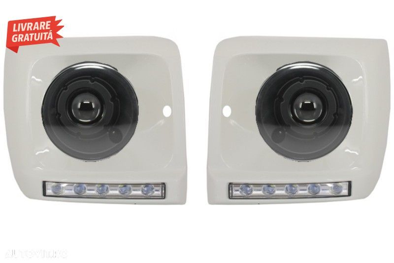 Faruri Negre Bi-Xenon Mercedes G-class W463 1989-2012 cu Carcasa Faruri Alb cu Lum- livrare gratuita - 1