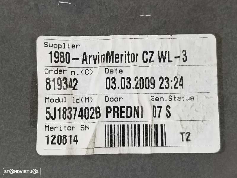 ELEVADOR DE VIDRO FRONTAL DIREITO SKODA FABIA II 2009 -5J1837402B - 3