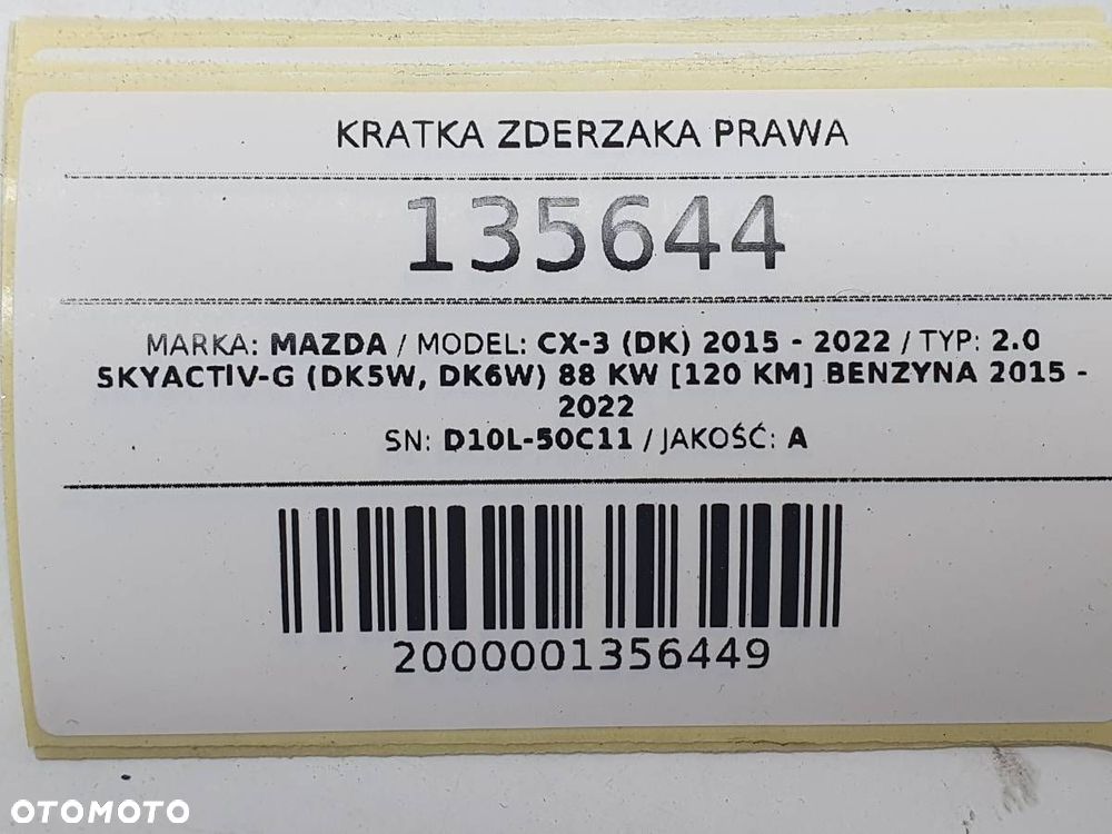 KRATKA ZDERZAKA PRAWA MAZDA CX-3 DK D10L-50C11 - 5