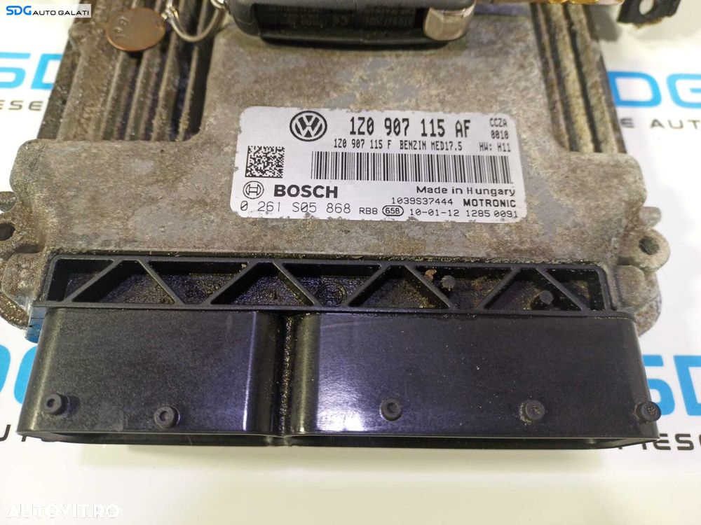 Kit Pornire ECU Calculator Motor Cip Cheie Imobilizator Ceas Ceasuri Cluster Instrumental Bord Skoda Octavia 2 FL Facelift 2.0 TSI TFSI 2008 - 2013 Cod 1Z0907115AF 1Z0907115F 0261S05868 [L1787] - 2