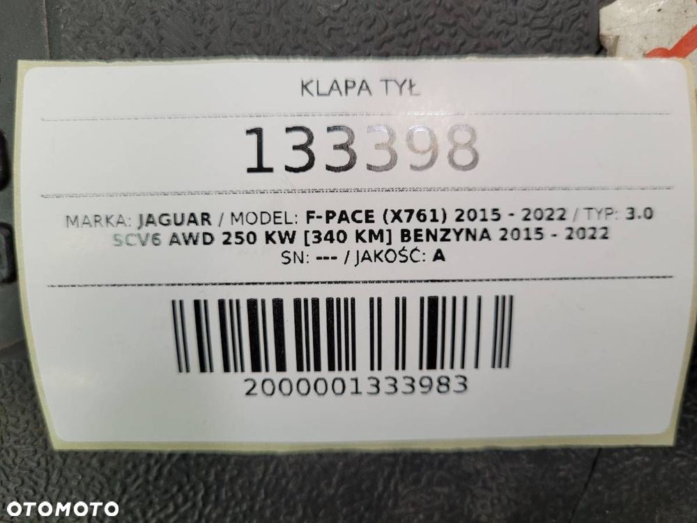 KLAPA TYŁ BAGAŻNIKA JAGUAR F-PACE X761 LRC NER POLARIS WHITE ORYGINAŁ - 11