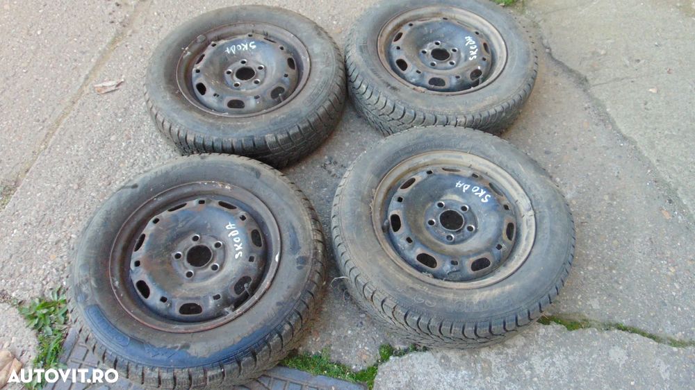 Jante tabla cu cauciucuri M/S Skoda rapid,Skoda Fabia 2,Skoda Roomster 5x100 dimensiune 175/70/14 - 4