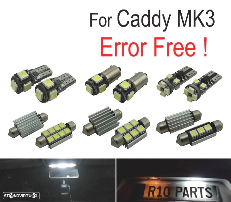 KIT COMPLETO 15 LAMPADAS LED INTERIOR PARA VOLKSWAGEN VW CADDY MK3 MKIII 04-14 - 1