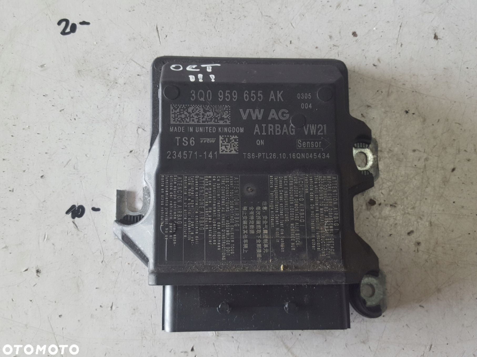 SKODA OCTAVIA 3 III 13-16r MODUŁ SENSOR PODUSZEK AIRBAG 3Q0959655AK - 1