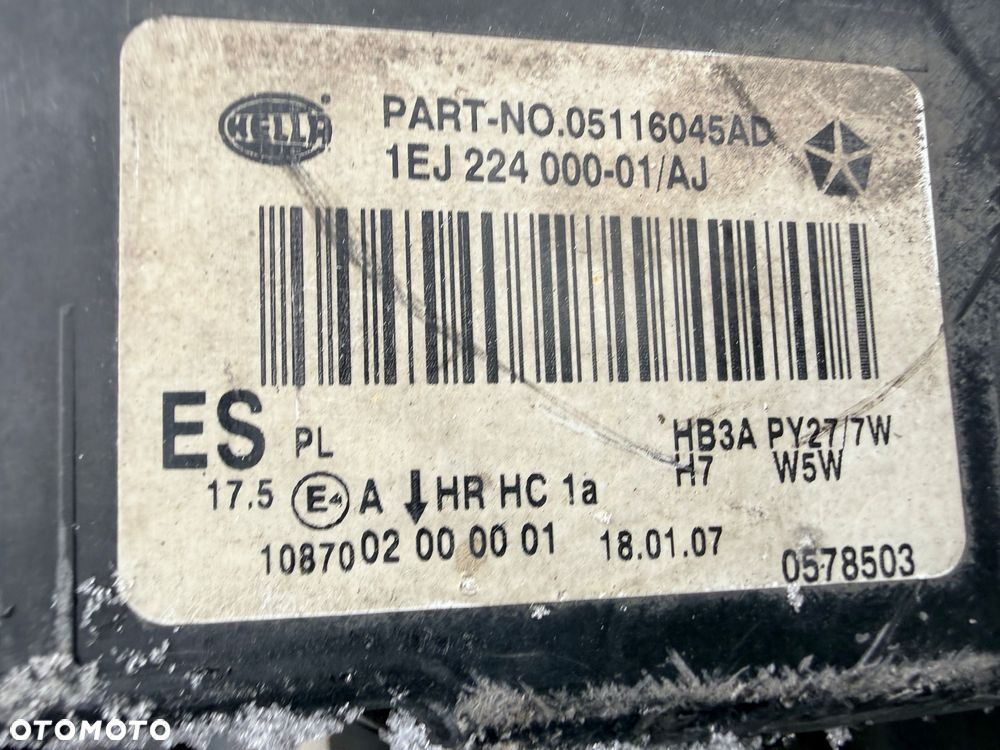 Lampa przednia CHRYSLER PT CRUISER LIFT KOMPLET EUROPA ORYGINALNE HELLA - 8