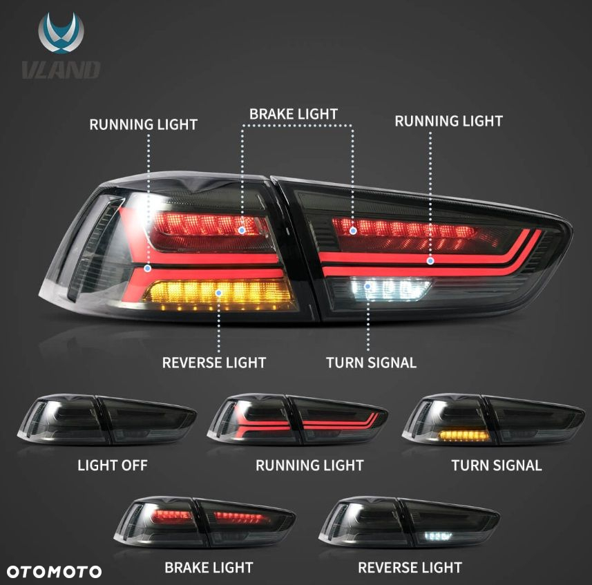 Lampy tyl ne kpl Vland Led Bar Neon Diody Tuning Mitsubishi Lancer VIII 8 - 6