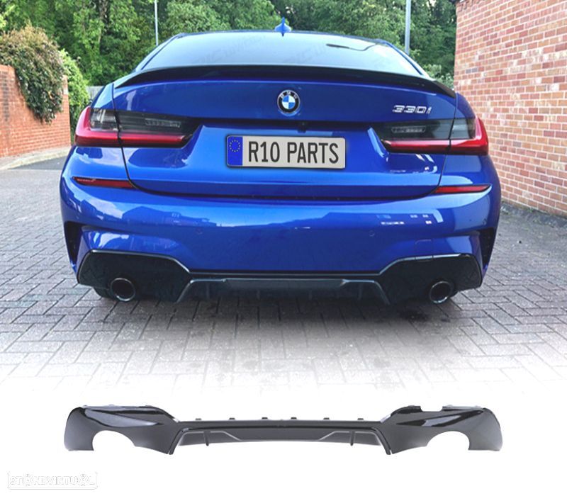 DIFUSOR DUPLA SAIDA BMW G20 G21 LOOK M PERFORMANCE 18- PRETO BRILHO - 1