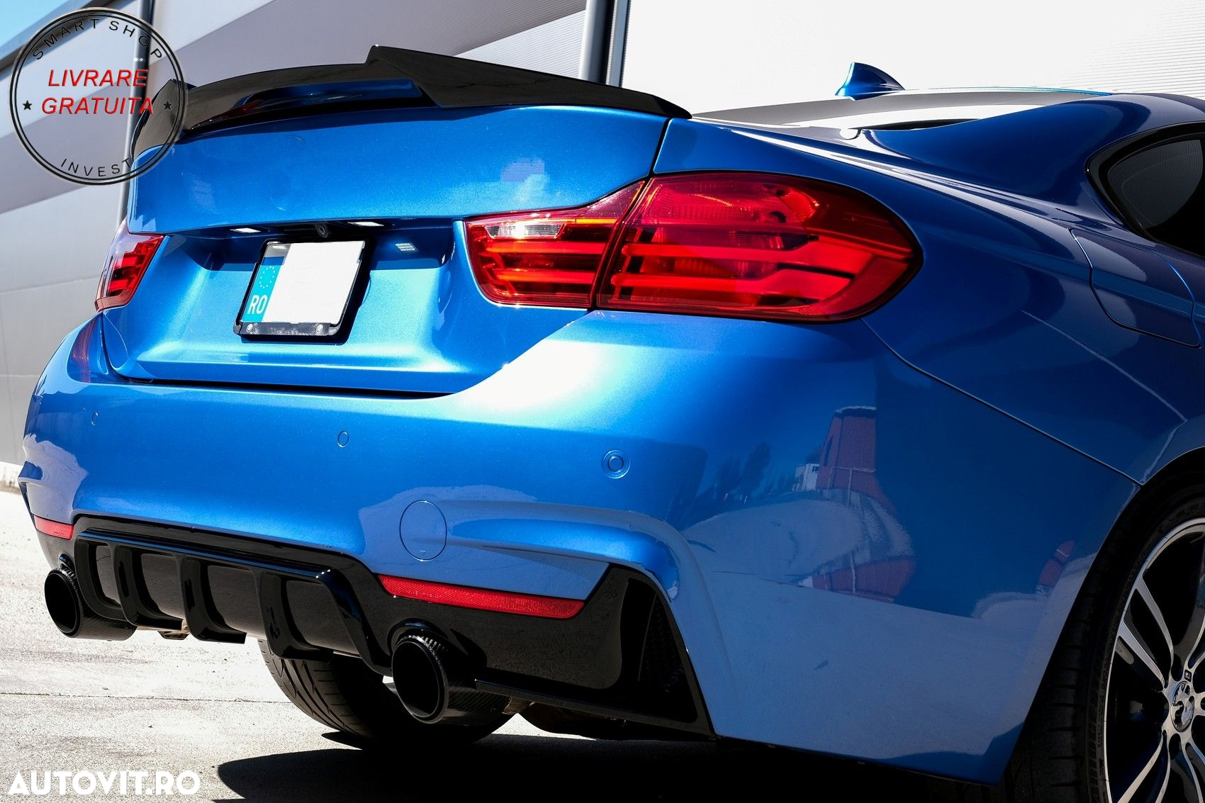 Difuzor Bara Spate Cu Evacuare Dubla BMW Seria 4 F32 F33 F36 (2013-2019) Negru Luc- livrare gratuita - 11