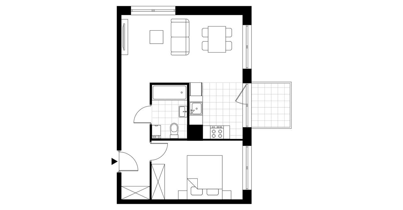 2-pokojowe mieszkanie 43m2 + balkon Bezpośrednio - Pełny obrazek: 3/11