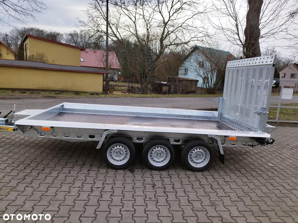 Wiola Przyczepa Wiola B3540 MAX TRAP 390x188 3 osie DMC 3500kg mocna spawana rama minikoparka walec - 3