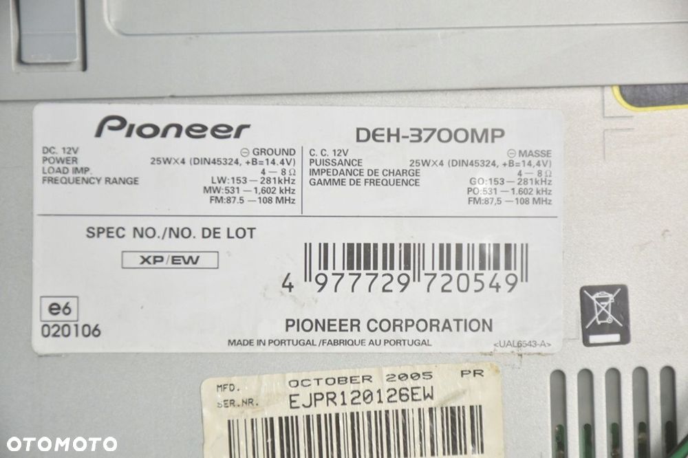 radio pioneer * deh-3700mp - 4