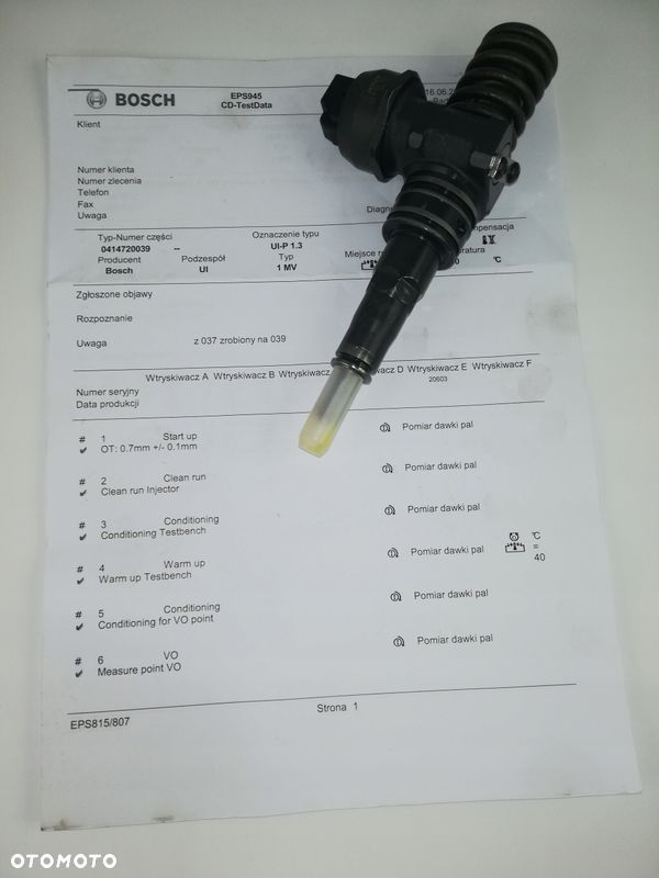 POMPOWTRYSKIWACZ BOSCH 0414720039 VW 1 ROK GWARANCJI - 1
