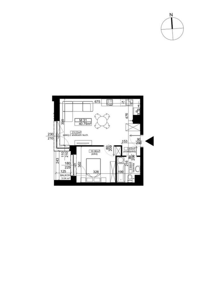 2-pokojowe mieszkanie 40m2 + balkon Bezpośrednio - Pełny obrazek: 2/7