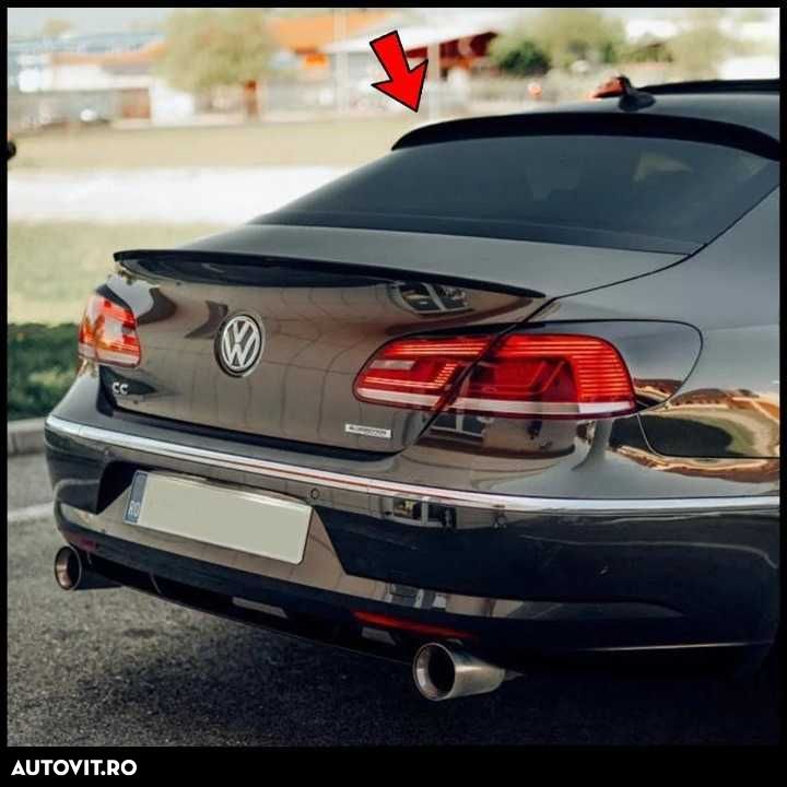 Eleron Luneta Lip Spoiler Geam VW Volkswagen Passat CC, Negru Lucios - 3