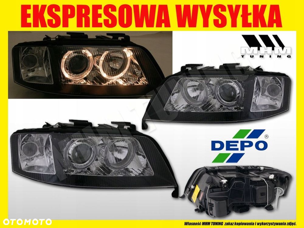 reflektory lampy kpl soczewka clear black czarne audi a6 c5 4b 1997-2001 - 4