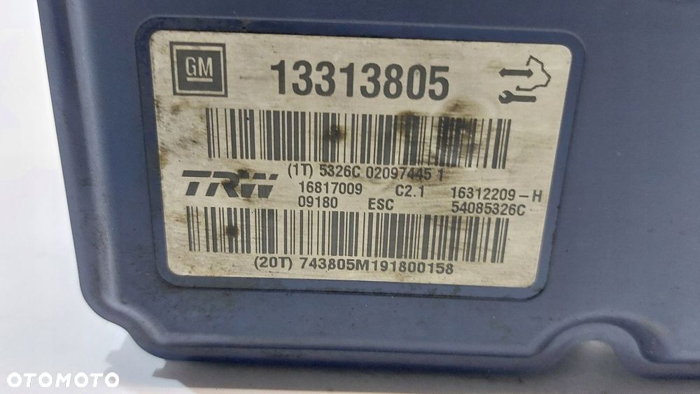 pompa sterownik abs opel insignia a 09r 13313805 - 5