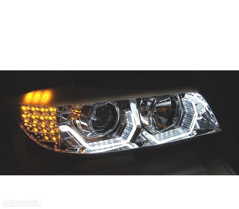 FARÓIS BMW E90 E91 05-08 OLHOS DE ANJO 3D FUNDO PRETO PISCA LED - 3