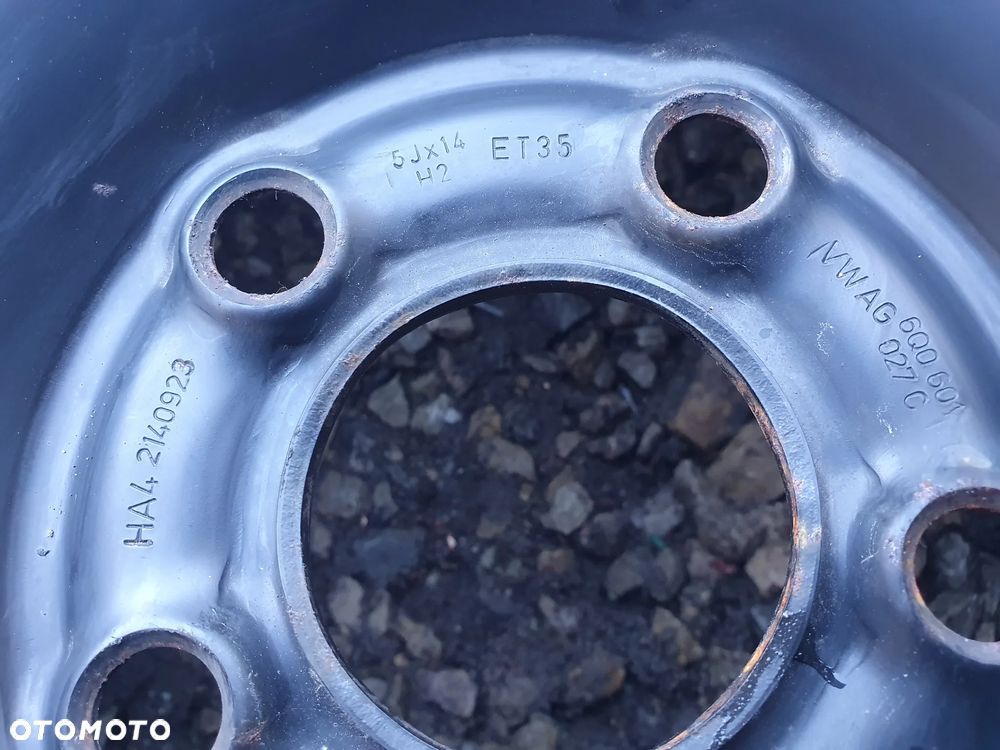 VW KOŁO R14 5x100 ZAPASOWE 14" 5J ET35 ORYGINALNA FELGA STALOWA 6Q0601027C OPONA MICHELIN ENERGY 165/70/R14 VW AUDI SEAT SKODA - 3