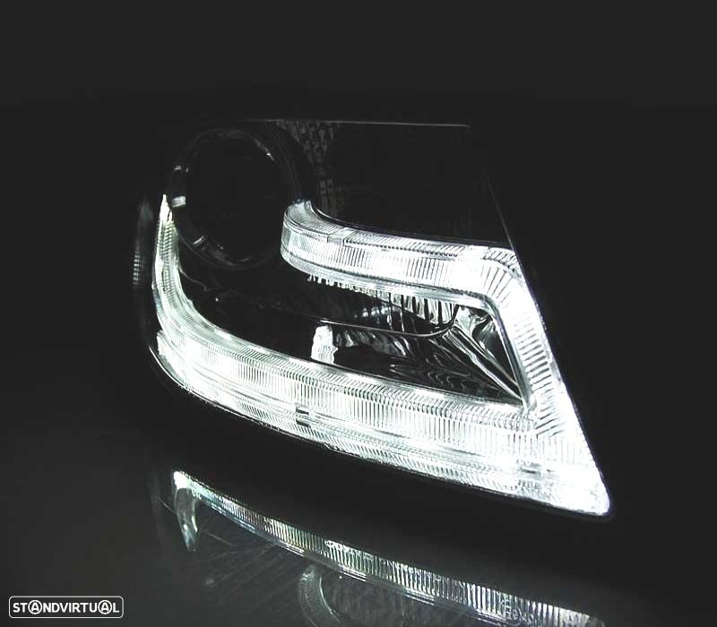 FARÓIS FRONTAIS AUDI A4 B8 07-11 LUZ DIURNA LED DRL FUNDO PRETO - 3
