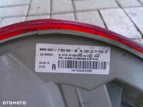 BMW 3 E92 E93 LIFT LCI PRAWA TYLNA LAMPA ORYGINAŁ 6321-7252092-05 - 5