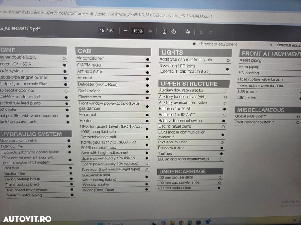 Hitachi 5,1tone, 2023/12, 2.229h, ZX48U-6, Adanc sapare 4m, CUPLA RAPIDA HIDRAULICA+3 CUPE, LAMA NIVELARE, Aer conditionat, inst picon pe brate, latime 2m, incarcarca 8x4, Antifurt, posibil leasing 4 ani, PROMOTIE 37900 EUR+Tva - 29