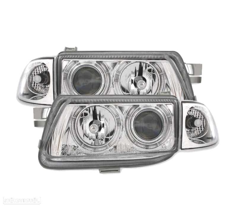 FARÓIS FRONTAIS ANGEL EYES PARA OPEL ASTRA F FUNDO CROMADO H1-H7 - 1