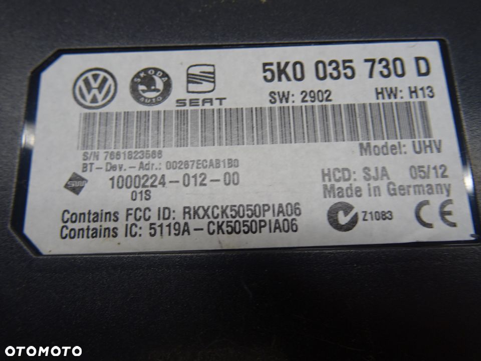 VW GOLF VI 08-16 1.2TSI MODUŁ STEROWNIK BLUETOOTH5K0035730D - 4