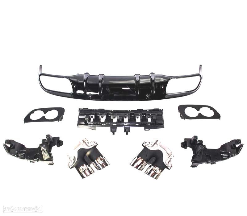 DIFUSOR MERCEDES CLASE C C205 COUPÉ 14-18 AMG PDC + PONTAS DE ESCAPE CROMADAS - 2