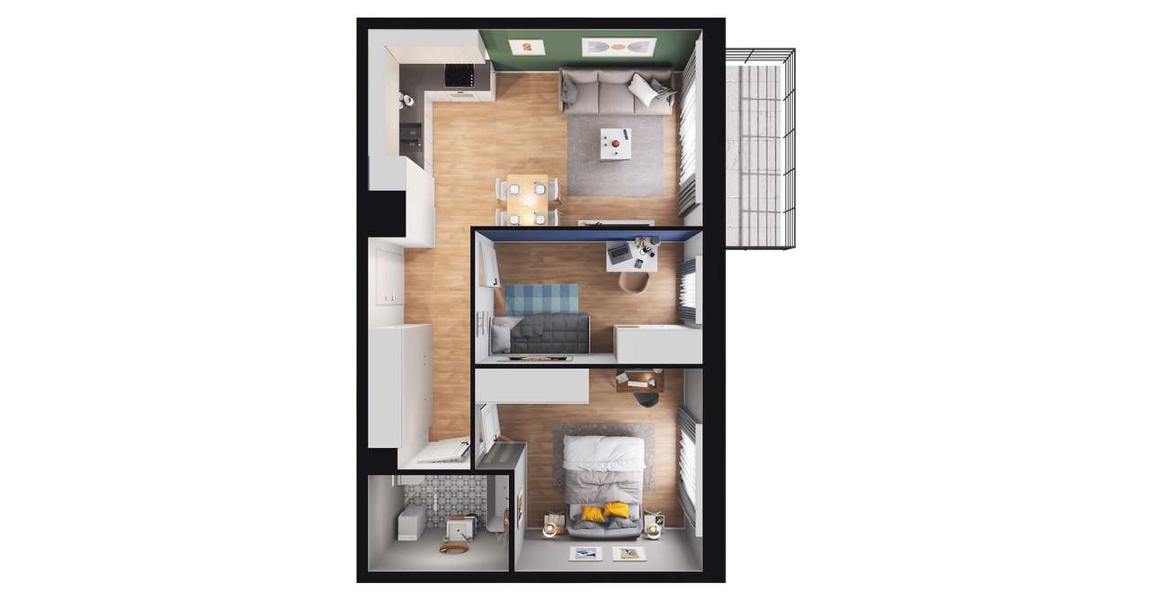 3-pokojowe mieszkanie 50m2 + loggia Bezpośrednio