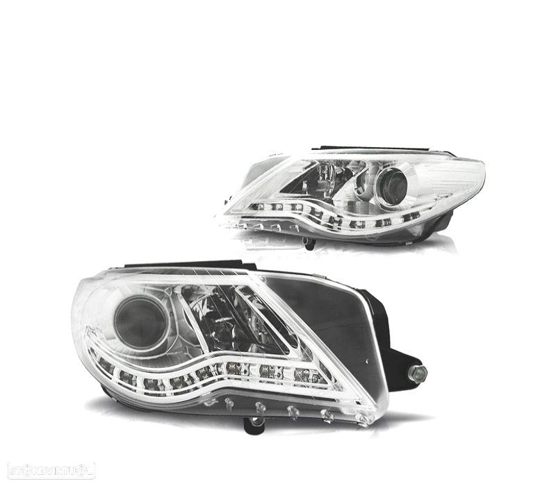 FAROIS FRONTAIS PARA VOLKSWAGEN VW PASSAT CC 08-12 LUZ DIURNA FUNDO CROMADO - 1